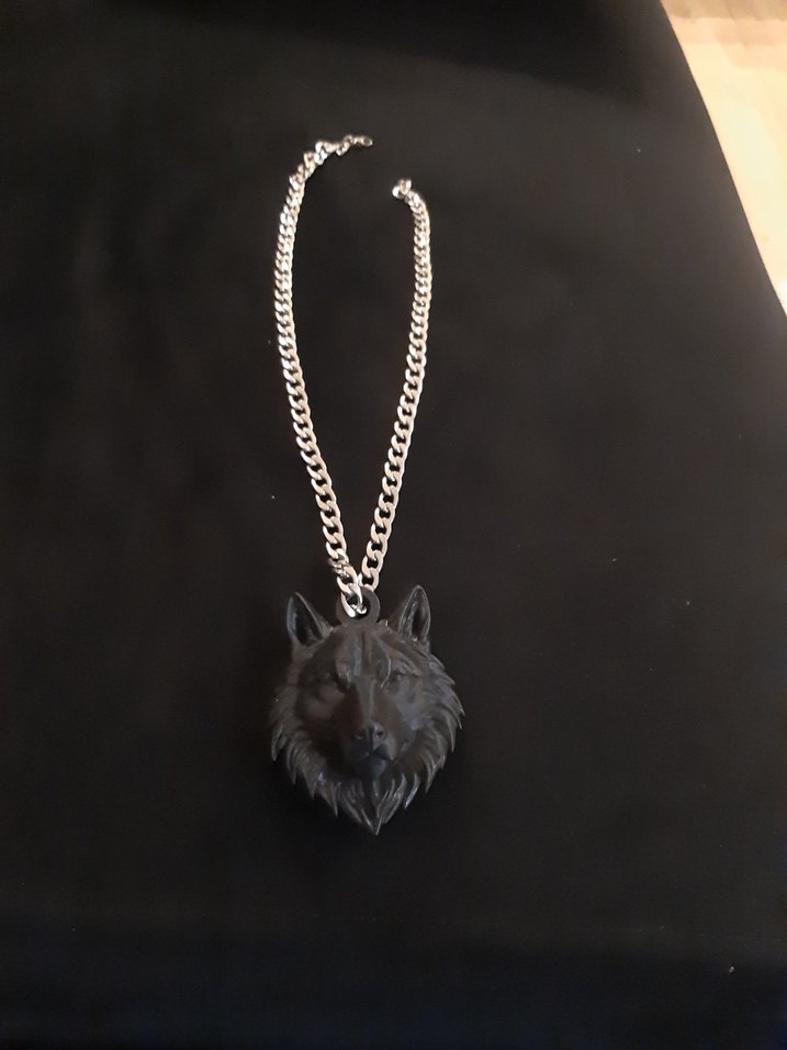 Siyah  Kurt Başlı Gotik Erkek Kolye - Görsel 3