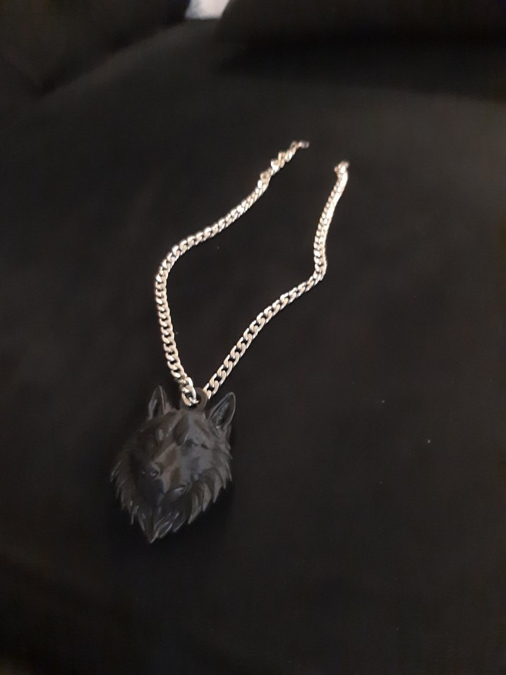 Siyah  Kurt Başlı Gotik Erkek Kolye - Görsel 2