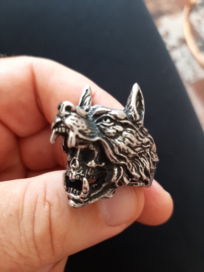 Paslanmaz çelik  Savaşçı Kurt yüzük - Görsel 2