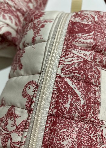 Bordo Vintage Baskılı Kadın Makyaj Çantası - Görsel 5