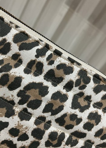 Deri Leopar Desenli Kadın Makyaj Çantası - Görsel 6