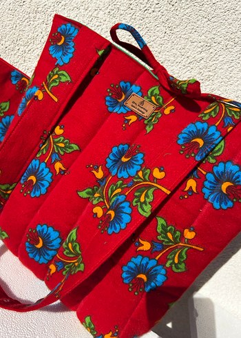 Renkli Baskılı Kırmızı Bohem Kadın Çanta - Görsel 7