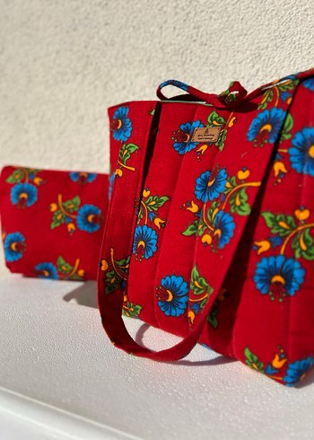 Renkli Baskılı Kırmızı Bohem Kadın Çanta - Görsel 2