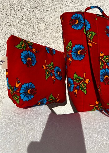 Renkli Baskılı Kırmızı Bohem Kadın Çanta - Görsel 8