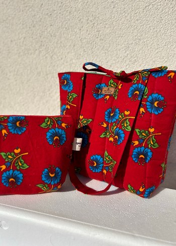 Renkli Baskılı Kırmızı Bohem Kadın Çanta - Görsel 4