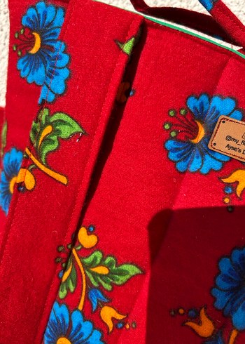 Renkli Baskılı Kırmızı Bohem Kadın Çanta - Görsel 6