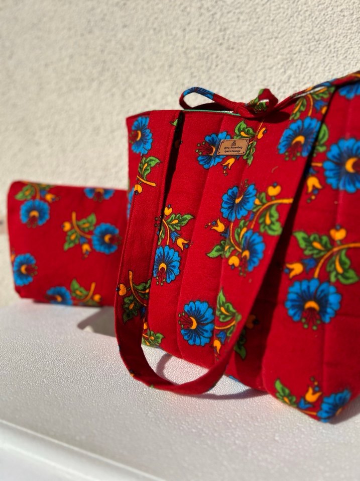 Renkli Baskılı Kırmızı Bohem Kadın Çanta - Görsel 2