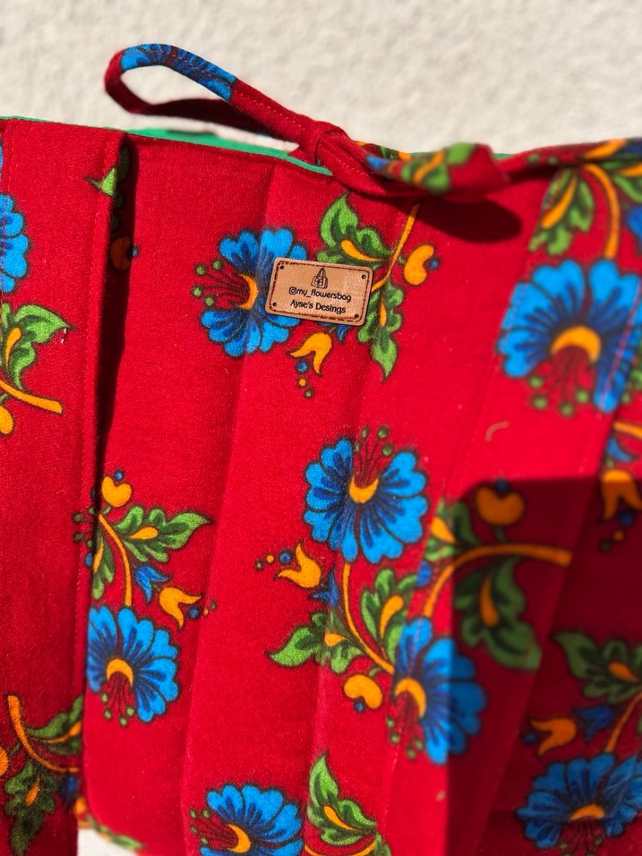 Renkli Baskılı Kırmızı Bohem Kadın Çanta - Görsel 3