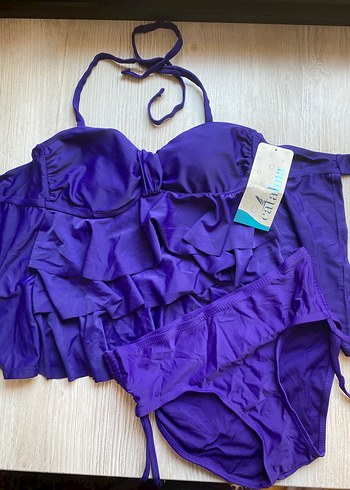 Mor Fırfırlı İpli Kadın Bikini takım