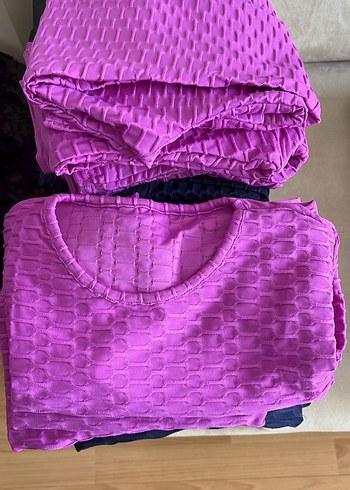 Mavi pembe gri crop takım açıklamada bedenler - Görsel 2