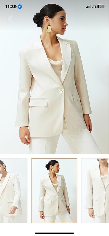 Saten taş rengi blazer ceket