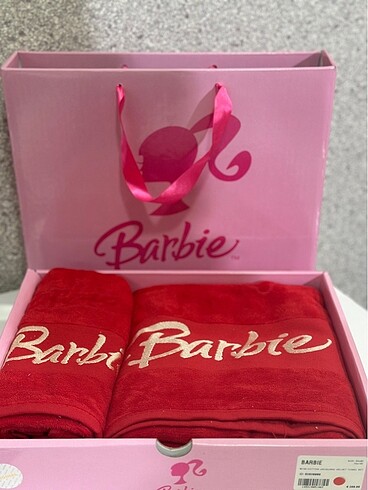  Beden kırmızı Renk Barbie Havlu seti