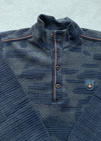 LC Waikiki Düğmeli Desenli Erkek Çocuk Yarım Balıkçı Yaka Sweatshirt