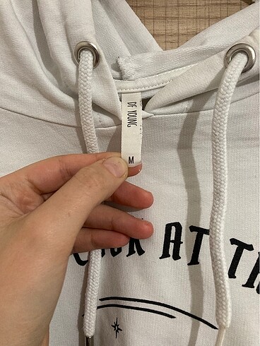 m Beden Kapüşonlu Crop Beyaz Defacto Sweatshirt