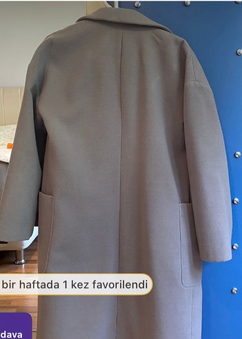 Koton Gri Midi Kaban, Düğmeli, Notched Lapel Yaka