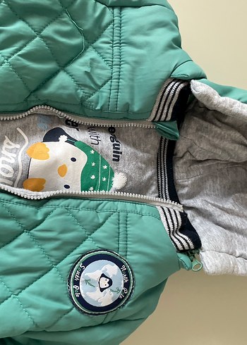 Çocuk Kapüşonlu Fermuarlı Gri Mont - Görsel 3