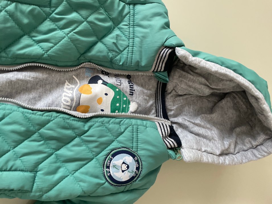 Çocuk Kapüşonlu Fermuarlı Gri Mont - Görsel 3