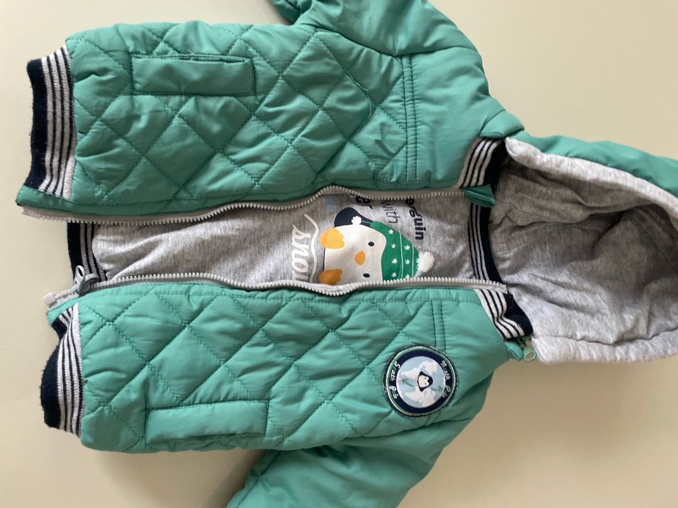 Çocuk Kapüşonlu Fermuarlı Gri Mont - Görsel 2