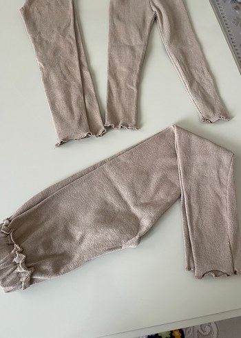 Kız Çocuk Bej Keten Salaş Tayt - Görsel 2