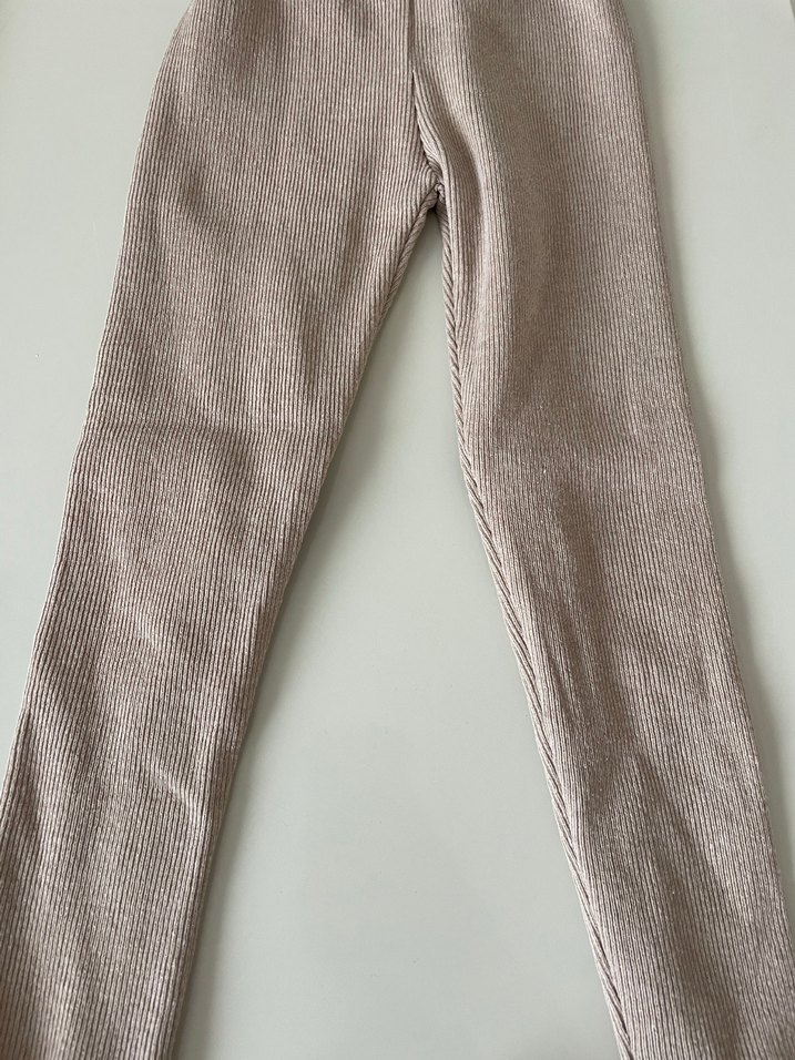 Kız Çocuk Bej Keten Salaş Tayt - Görsel 3