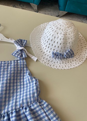Koton Kids Mavi Kareli Kız Çocuk Elbise