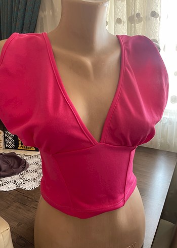 Trendyol & Milla Pembe V Yakalı Drapeli Mini Büstiyer
