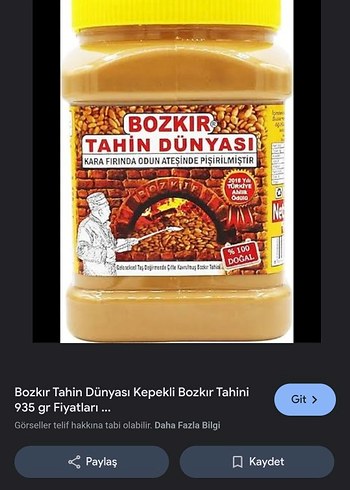 Bozkır Tahin Dünyası Kepekli Tahin 2000 gr