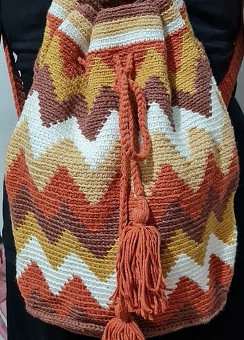 Beden wayuu alaçatı el örgü sırt çanta