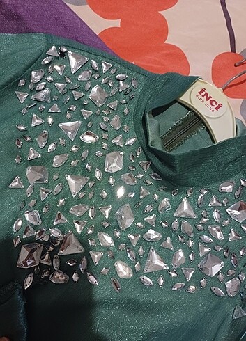40 Beden Mint yeşili özel dikim elbise