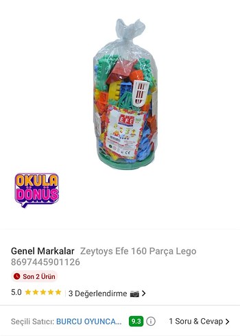 148 Parça Renkli Lego Seti