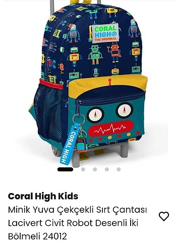 Coral Hingh robot desenli Anaokulu çanta - Görsel 9