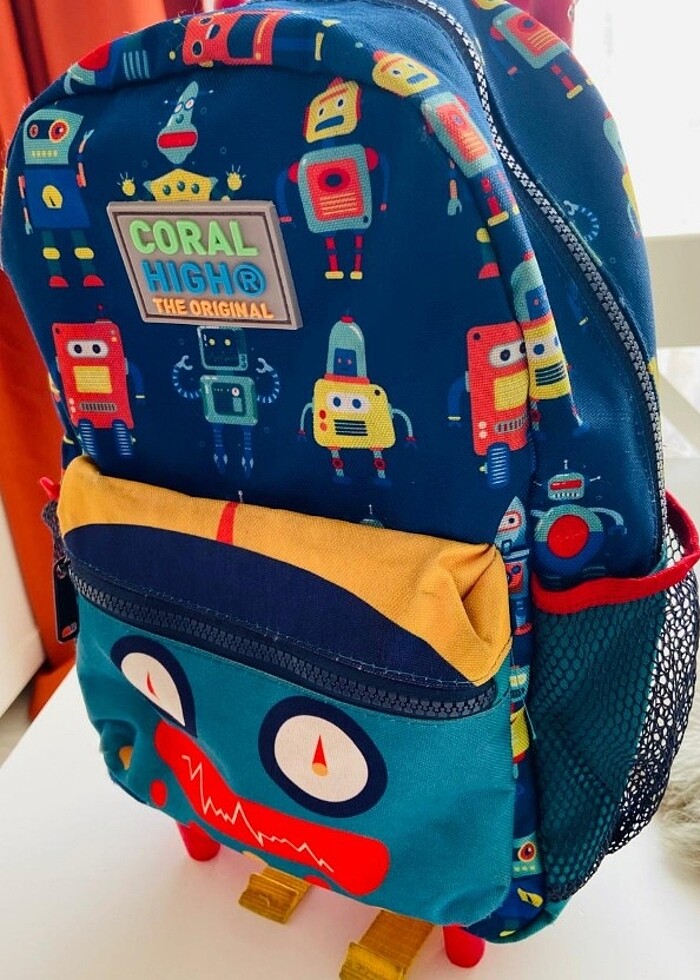Coral Hingh robot desenli Anaokulu çanta - Görsel 2