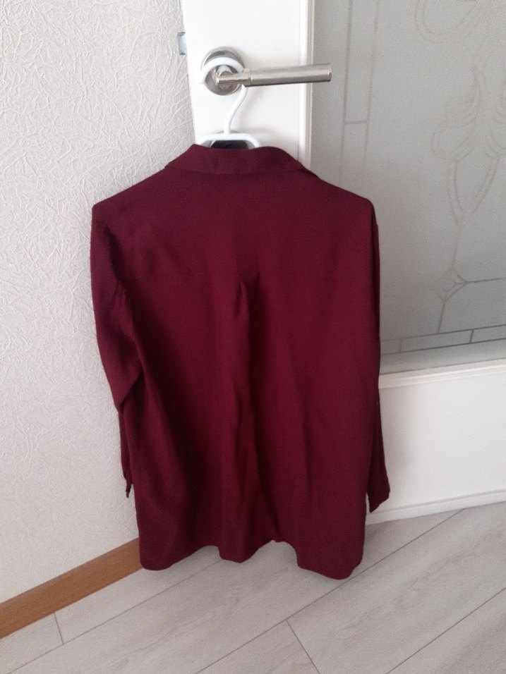 Kadın Bordo Düğmeli nakisli Gömlek - Görsel 3