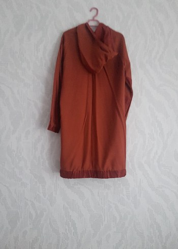 Uzun Kol Kapüşonlu Kiremit rengi Bohem Tunik - Görsel 3