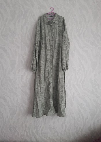 yeşil Bohem Uzun Keten Elbise - Görsel 2