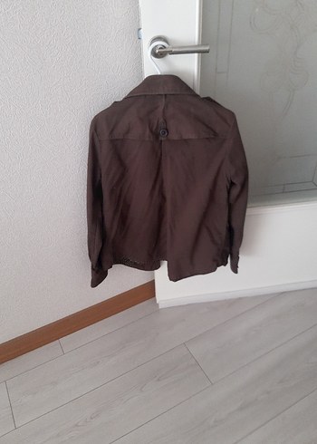 Düğmeli haki yeşil coton Kadın Ceket - Görsel 2