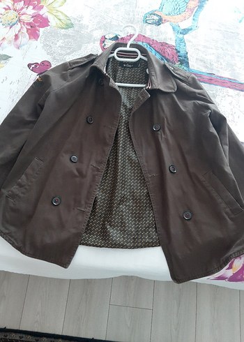 Düğmeli haki yeşil coton Kadın Ceket - Görsel 3