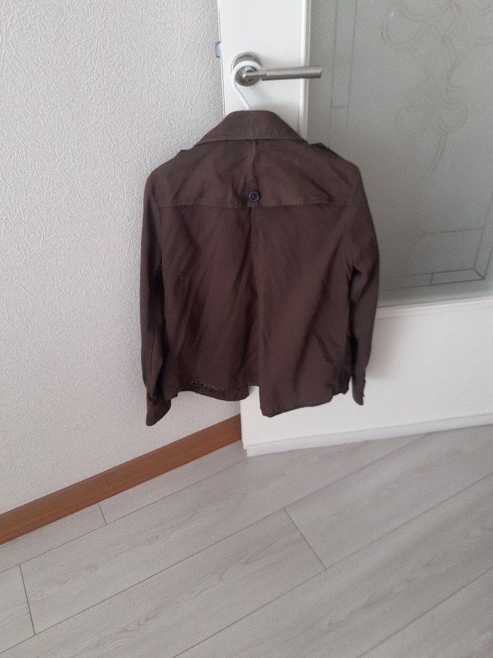 Düğmeli haki yeşil coton Kadın Ceket - Görsel 2