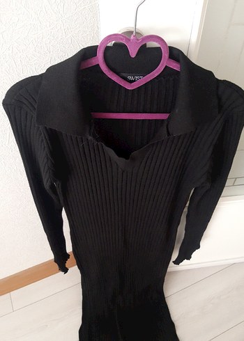 Siyah triko Kadın Uzun Elbise - Görsel 4