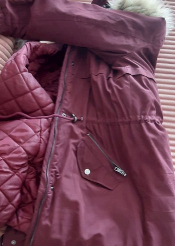 Bordo Kadın Midi Kaban Kürk Detaylı - Görsel 4