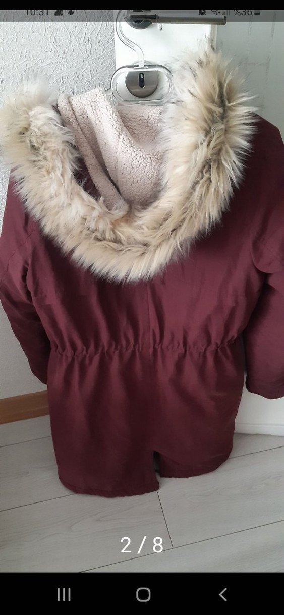 Bordo Kadın Midi Kaban Kürk Detaylı - Görsel 3