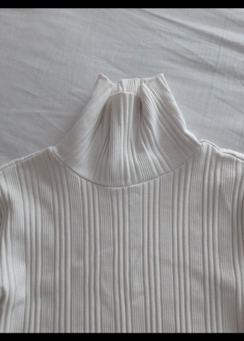 kiz cocuk Beyaz Pliseli Boğazlı Triko - Görsel 2