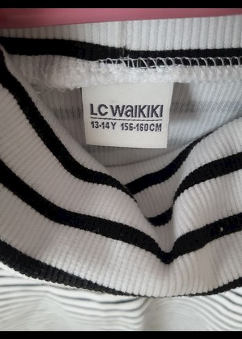 Beyaz siyah Çizgili Boğazlı cocuk kazak - Görsel 6