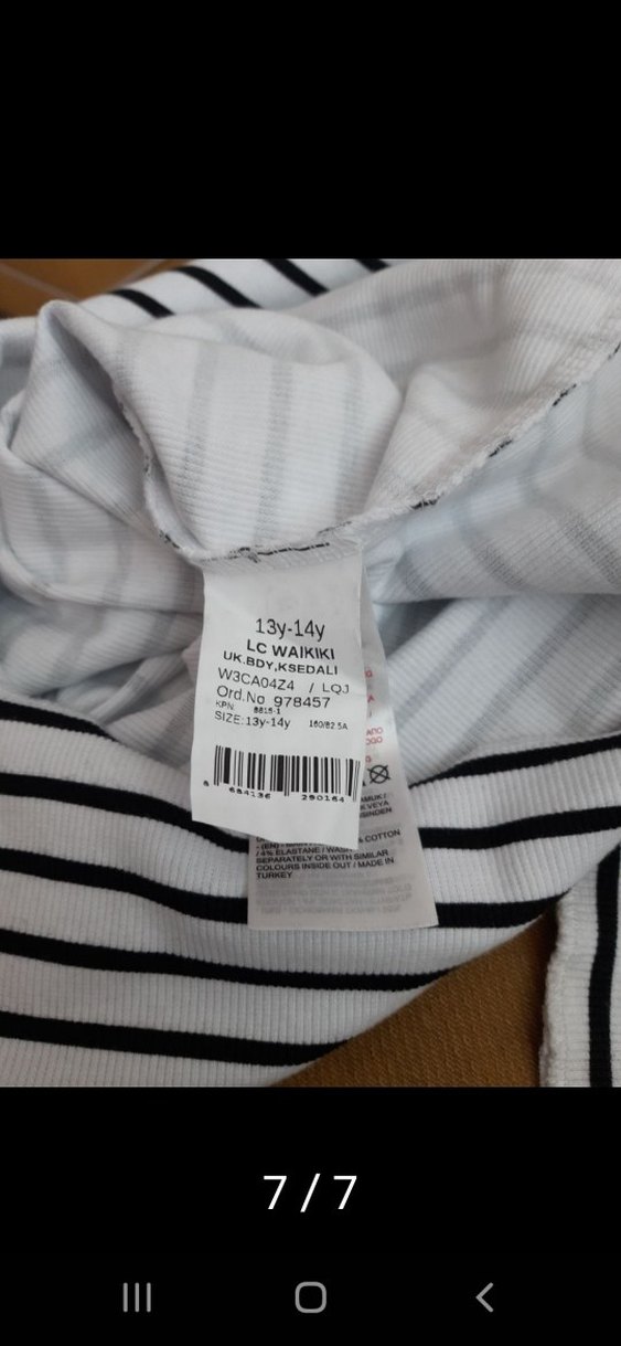 Beyaz siyah Çizgili Boğazlı cocuk kazak - Görsel 5