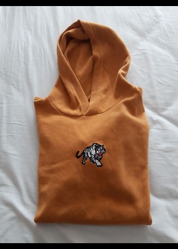 hardal rengi Kapüşonlu kadife Rahat Kesim Sweatshirt - Görsel 7