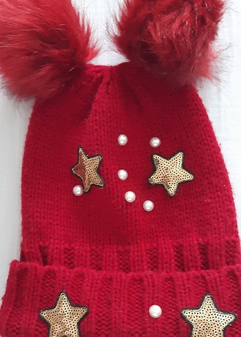 Kırmızı Ponponlu Örgü Kiz Bere - Görsel 6