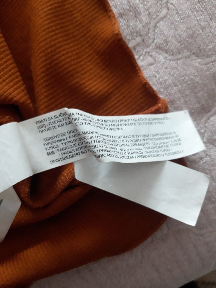 V Yaka taba rengi Kısa Kollu Kadın Bluz - Görsel 4