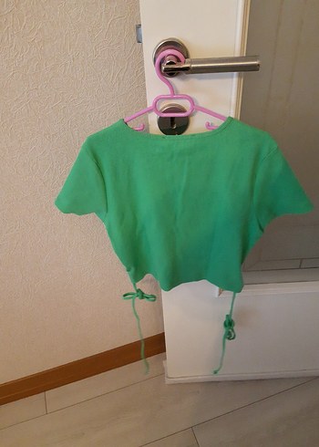 kadin Yeşil Kemerli Street Wear Tişört - Görsel 5