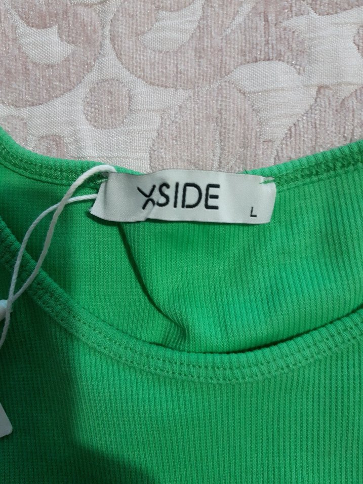 kadin Yeşil Kemerli Street Wear Tişört - Görsel 3