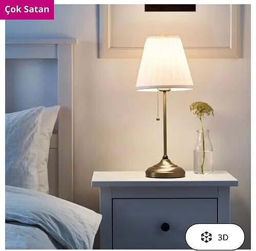 Ikea abajur, beyaz-pirinç rengi, 55 cm